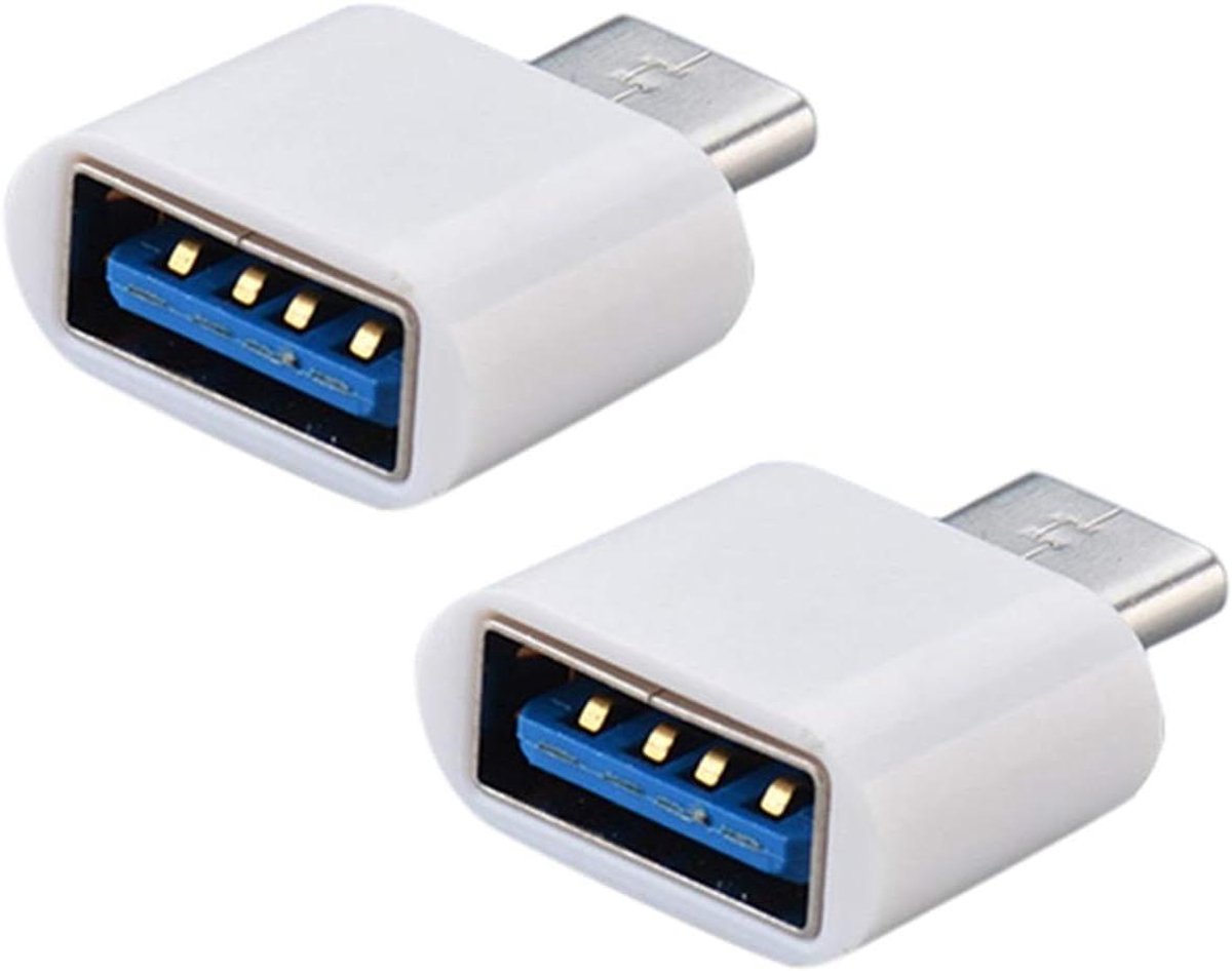USB C Adapter - OTG Converter - Apparaten Koppelen - Hoge Snelheid OTG - 2.4 cm - Wit