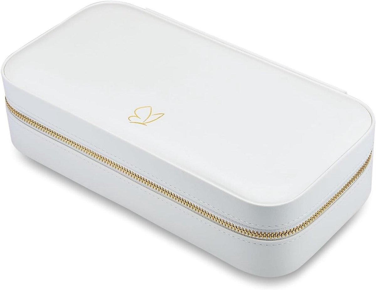 Reistas Sieraden - Juwelendoosje Organizer - Sieraden Opbergen - Zelfnivellerend - 23.5 x 11.5 x 5.8 cm - Wit
