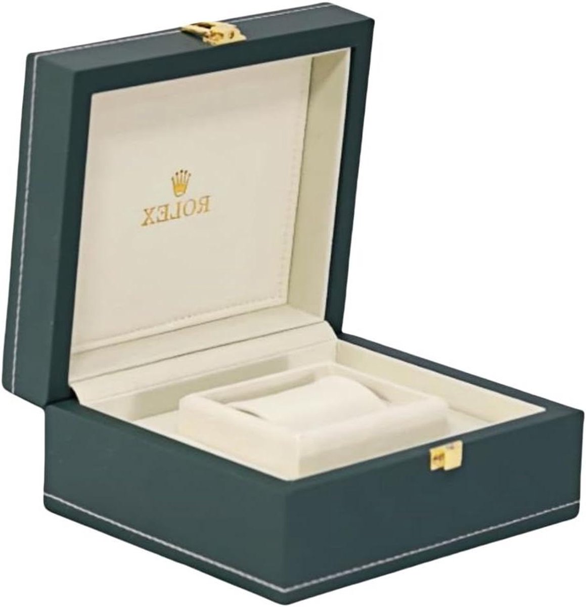 Houten Horlogebox - Horloge Display - Horloges Opbergen - Duurzaam Hout Leer - 20 x 17 x 9.5 cm - Groen