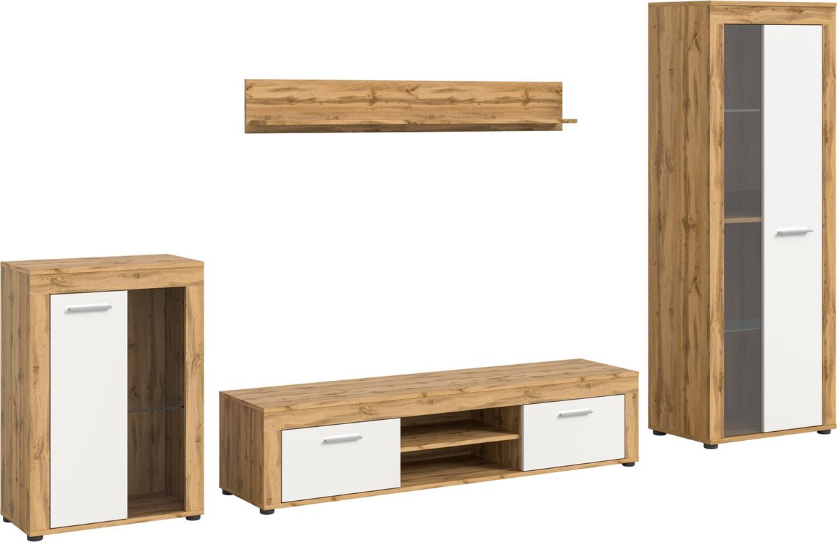 Jam boekenkastopstelling eik decor, wit.