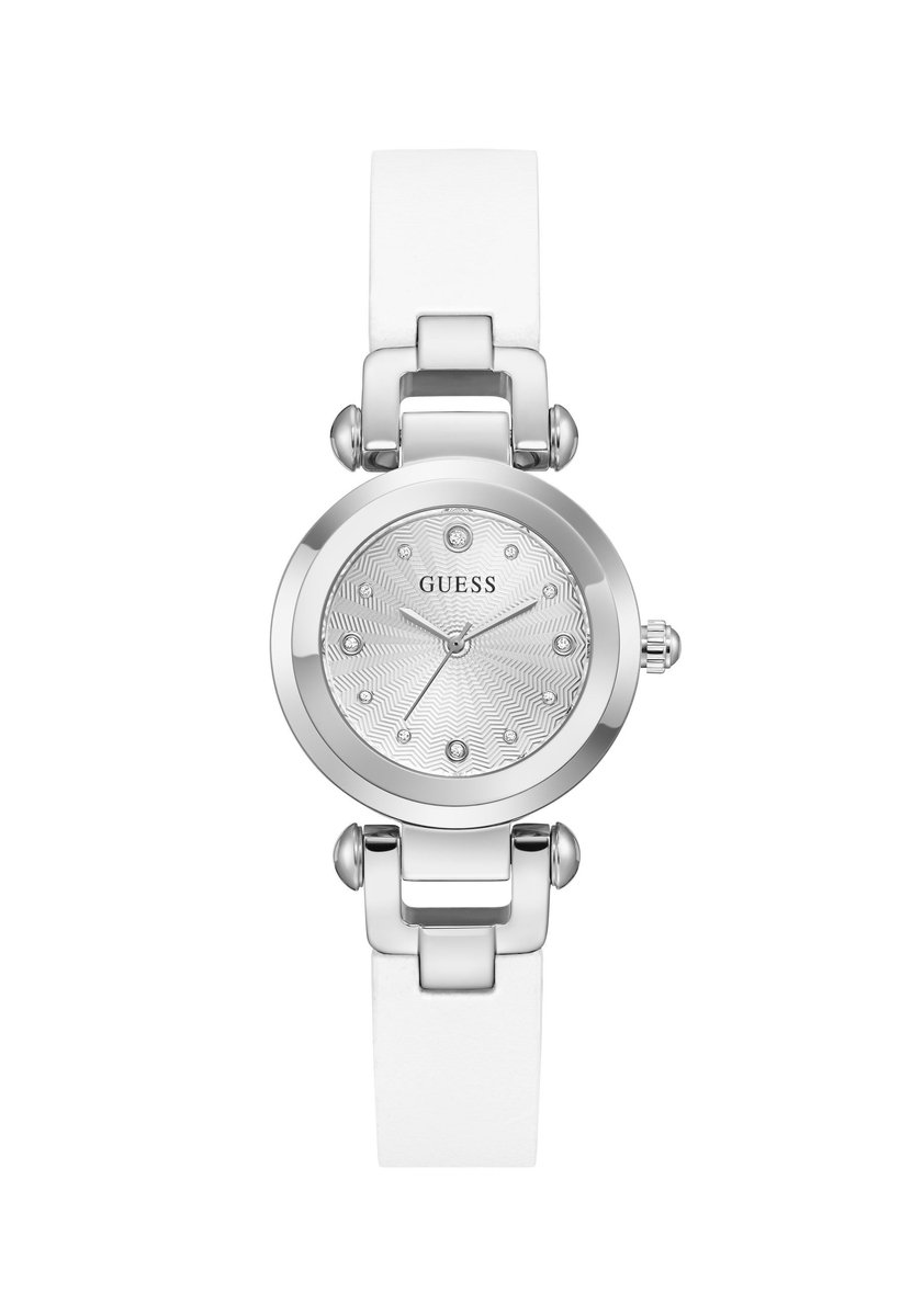 Guess Ginger Quartz Analoog Horloge Wit Kast: 100% Roestvrij Staal | Armband: 100% Leer 30 mm GW1020L1, GW1020L2, GW1021L2