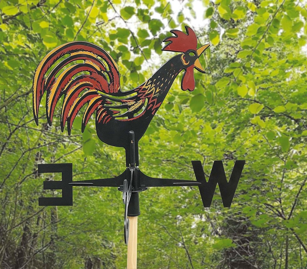 Weathervane Haan - Windmeter Tuin - Windrichting Bepalen - UV-bestendig Plastic - 33 cm - Zwart