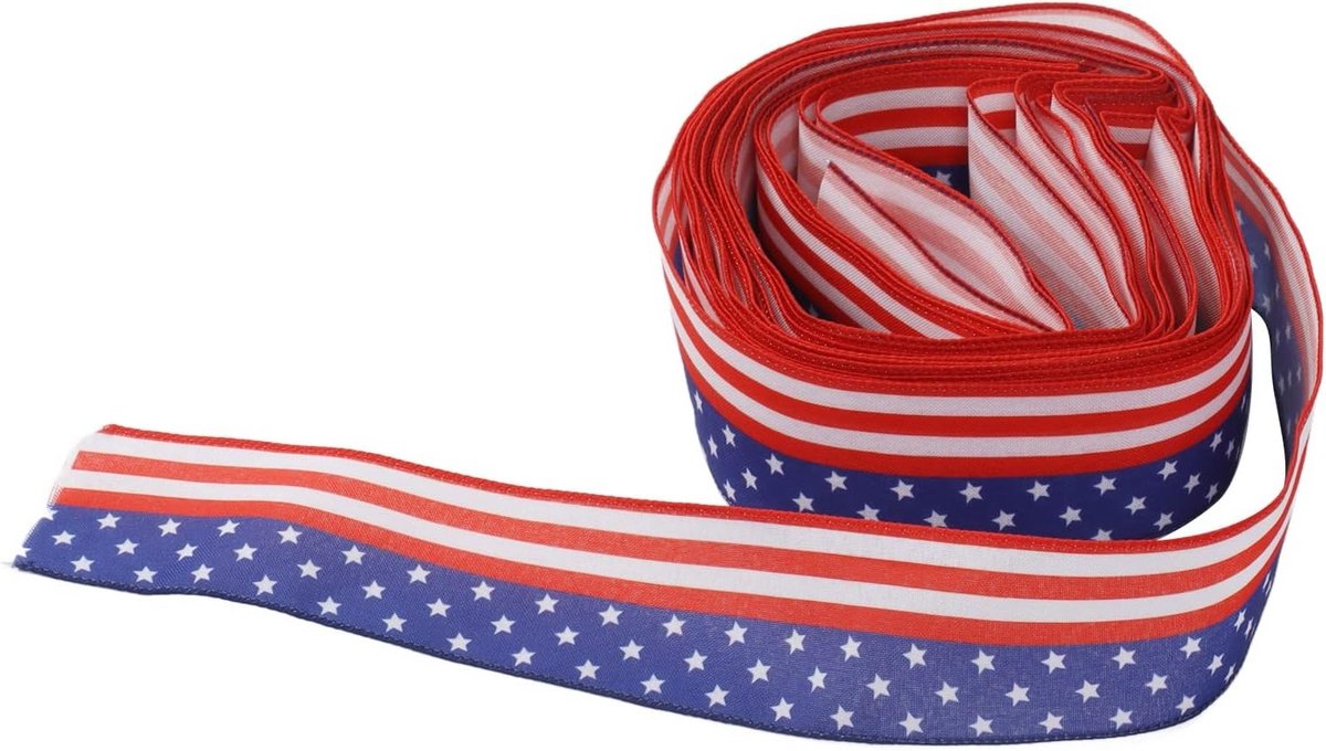 Patriottische Ribbons voor Feestdagen, Sterren en Strepen, 6.5 cm Breed, 10 m Lang voor 4 Juli en Veteranendag Decoratie
