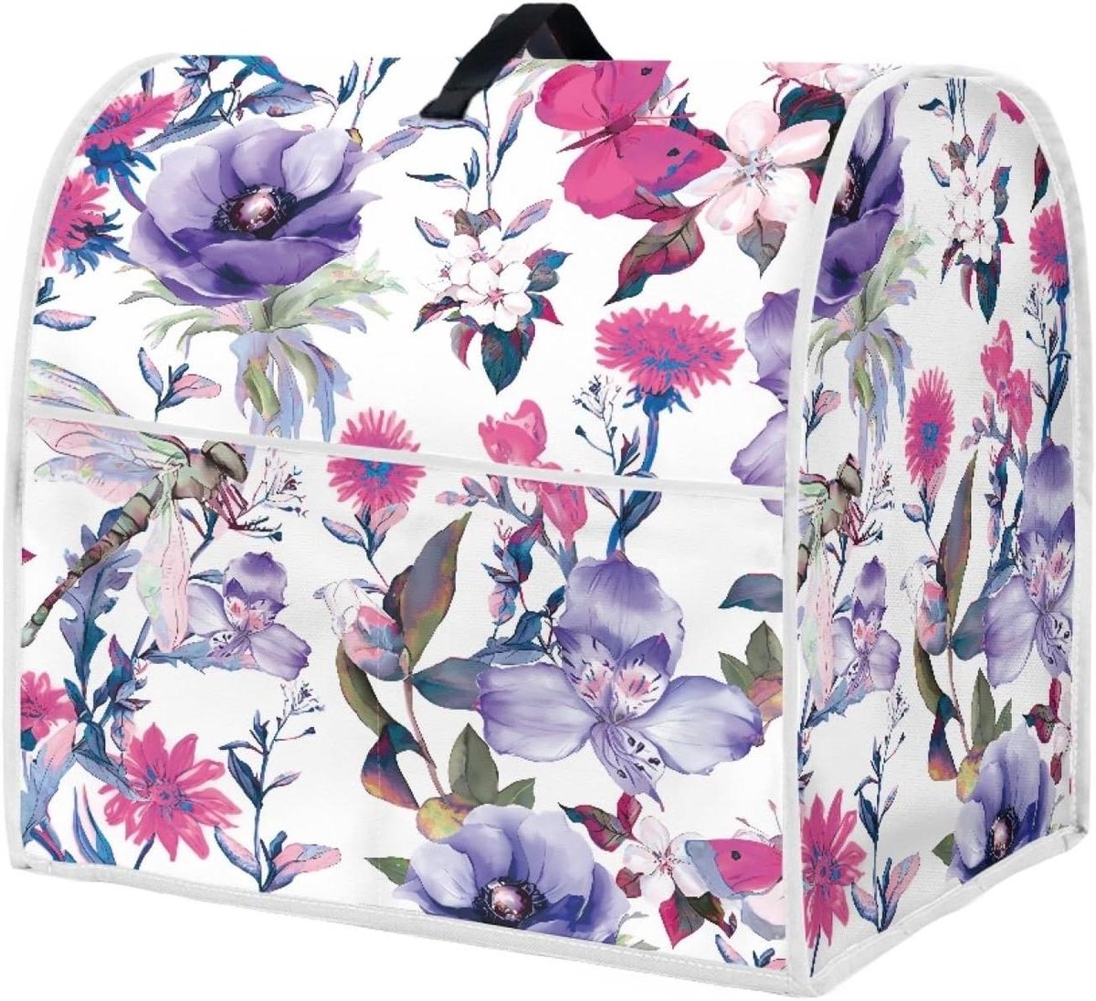 Mixerhoes Bloemenprint - Keukenmachine Cover - Keuken Apparaat Beschermen - Met Handige Zakken - 435x275x375 cm - Paars