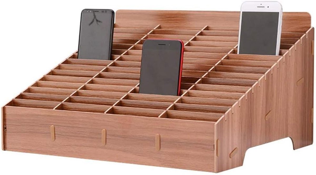 Telefoon Opbergdoos - Bureau Organizer - Bureau Netjes Houden - Houten Body - 30 Vakken - Bruin