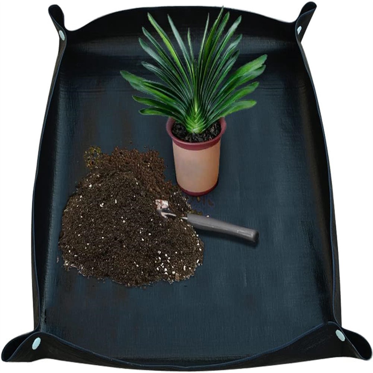 carmdering - Waterdichte tuinmat –Tuinmat Verpotten - Draagbaar & opvouwbaar – Ideaal voor pot- en kamerplanten – Mat voor thuis tuinieren en verpotten – Perfect voor het mengen van potgrond & het verpotten van vetplanten – zwart – Maat - 66 *66 cm