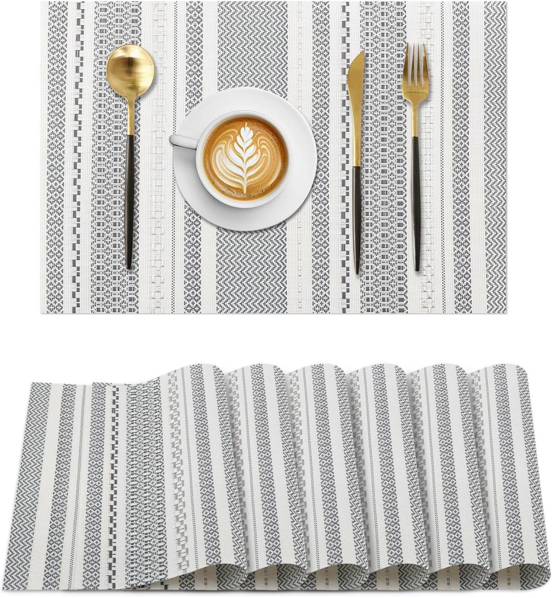 PVC Placemats - Tafelmatten Set - Tafel Beschermen - Hittebestendig Antislip - 45x30cm - Grijs