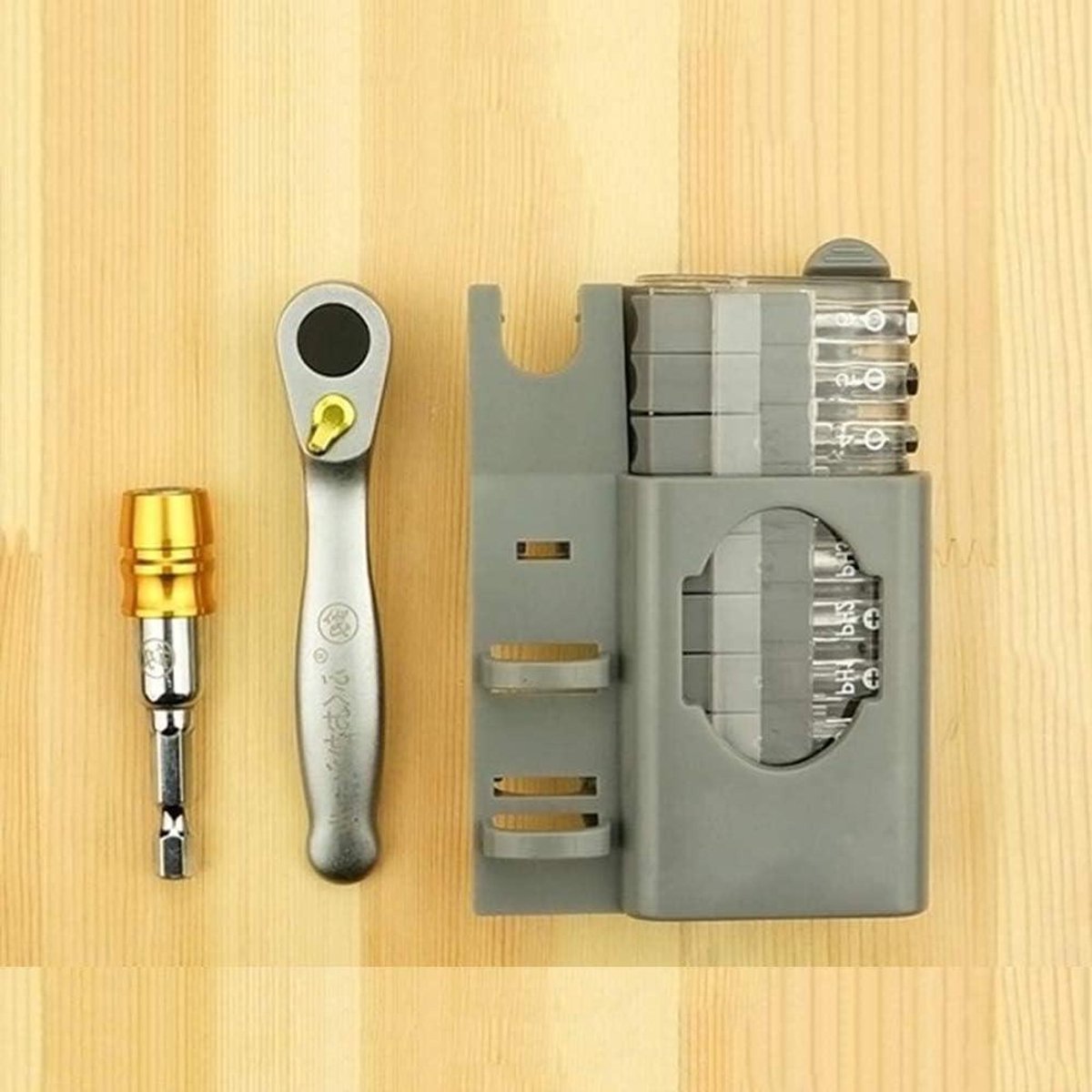 Mini Ratchet Wrench - Reparatieset - Kleine Reparatie - 12-in-1 Set - Mini Formaat - Zilver