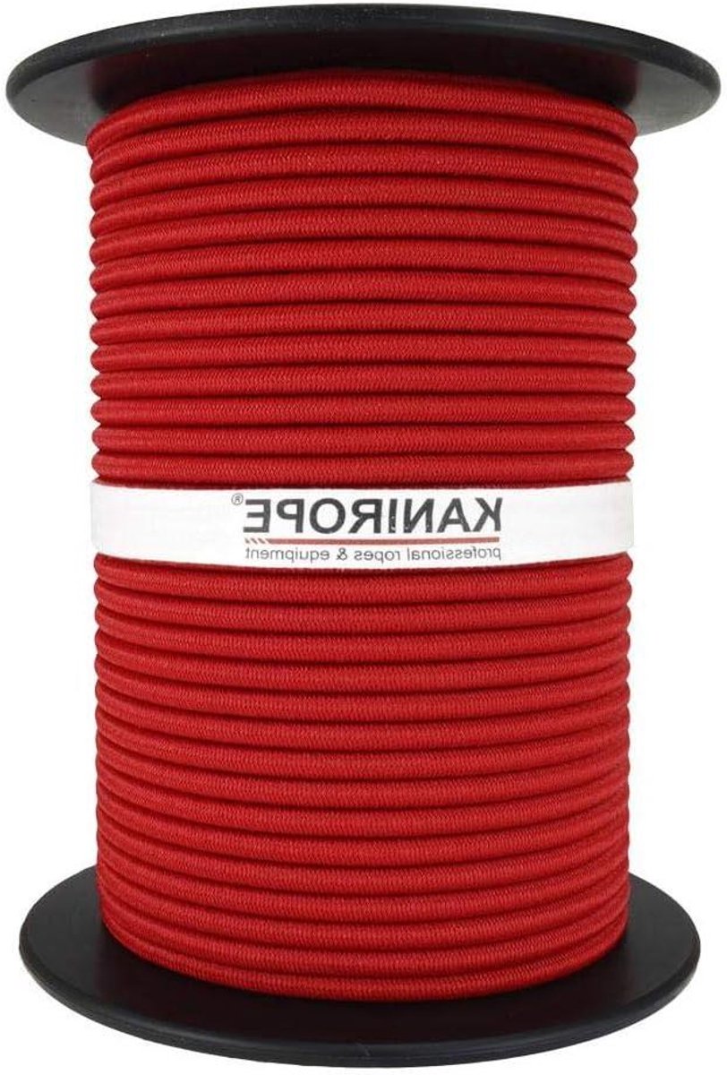 Rubberen touw - Spanband koord - Dekzeilen Bevestigen - Slijtvast PE omvlochten - 6mm 100m - Rood