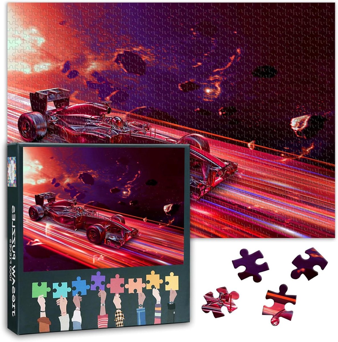 Supercar Puzzel - Racewagen Legpuzzel - Ontspannend Tijdverdrijf - 1000 Stukjes - 70 x 50 cm - Gedetailleerde Kleuren