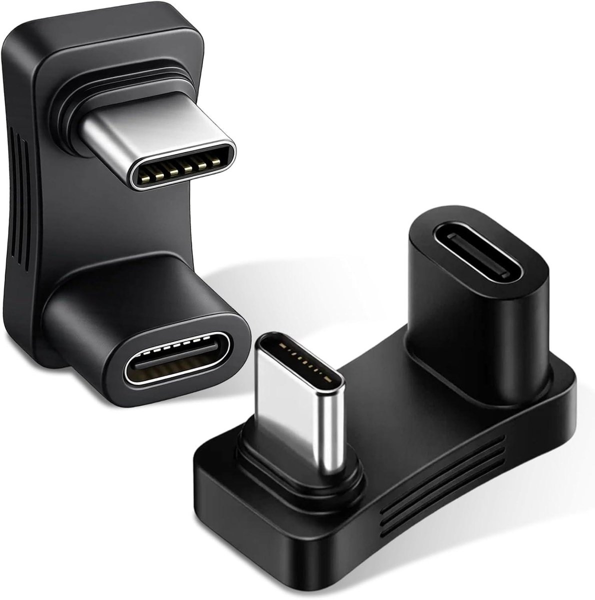 USB C Adapter - Haakse Stekker - Ruimte Besparen - 10 Gbps Snelheid - 2 Stuks - Zwart