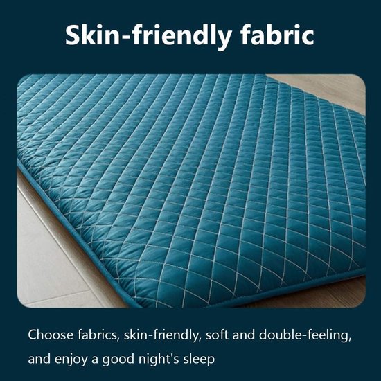 Japanse Vloermatras - Dikke Futon - Comfortabel Slapen - Opvouwbaar en Rolbaar - 180x200 cm - Blauw — afbeelding 4