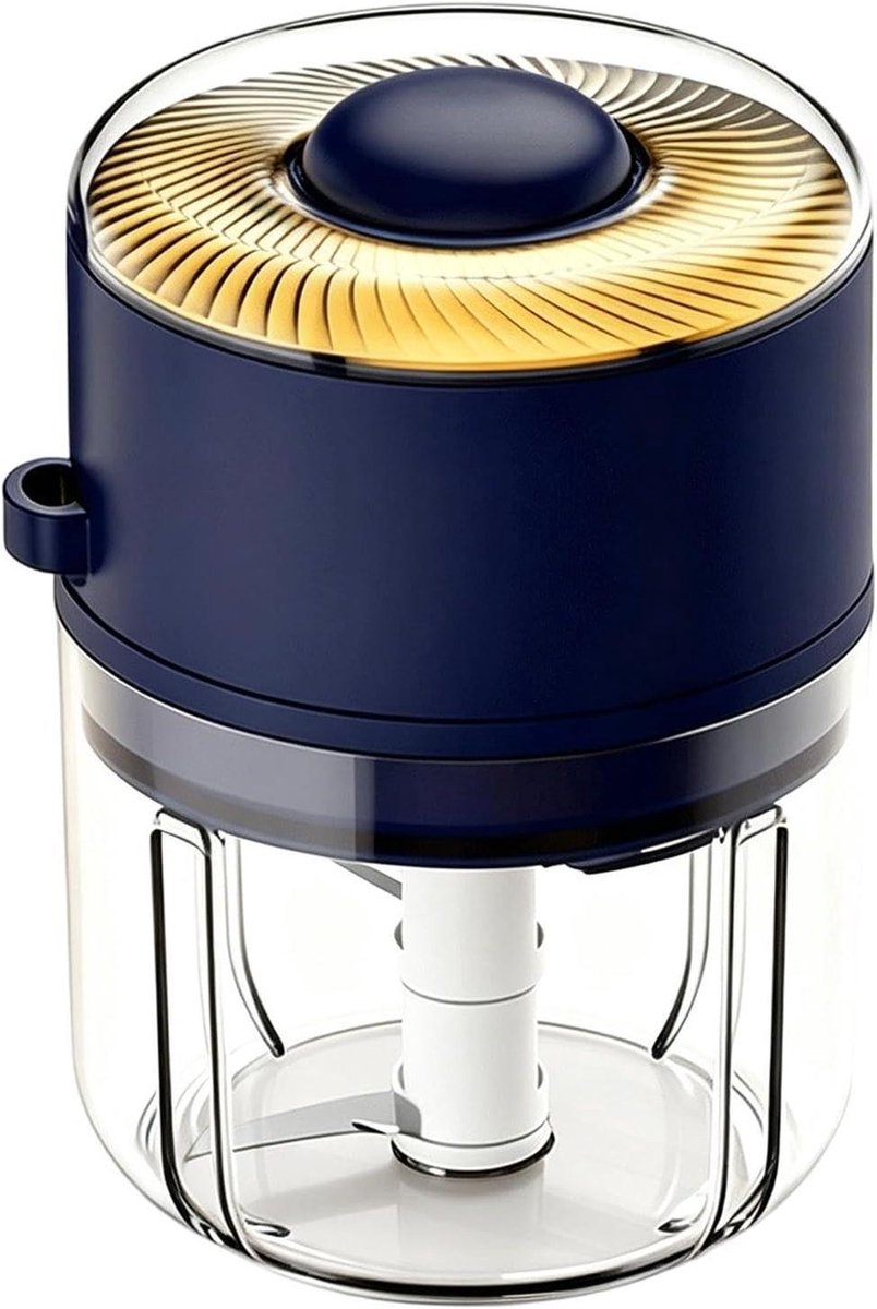 Mini Hakmolen - Keukenmachine - Maaltijd Voorbereiding - Oplaadbaar Spatvrij - 350ml - Blauw
