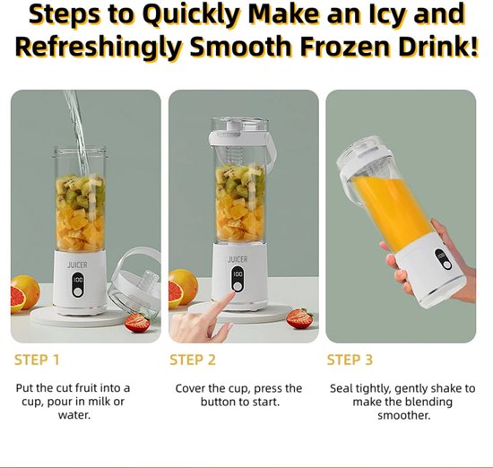 Draagbare mini-blender voor het maken van smoothies, 600 ml inhoud, 12 messen, USB-oplaadbare kleine sapcentrifuge - Grijs — afbeelding 5