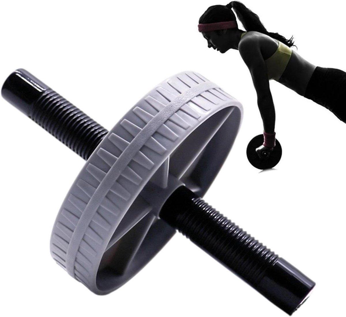 Buikwiel Trainingsmachine - Kernspier Trainer - Thuis Fitness - Comfortabele Handgreep - ca. 23.5 x 15 cm - Grijs