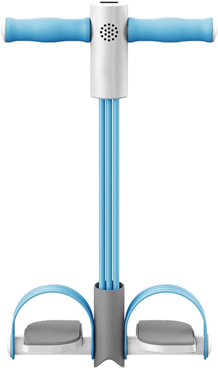 Fitness Pedaaltrekker - Buiktrainer Weerstandsband - Full Body Workout - Met Spraakteller - 6 Touwen - Blauw