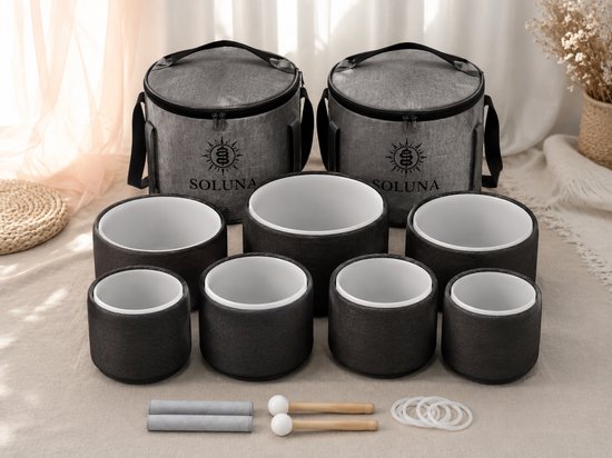 Soluna® Kristallen Klankschalen Set - 7-delig - 432 Hz Chakra Set - Premium Crystal Singing Bowls voor Meditatie, Yoga & Sound Healing 6-12 inch — afbeelding 4