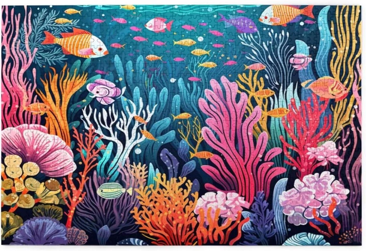Vispuzzel 5000 stukjes - Zee legpuzzel - Familie ontspanning - Gerecycled puzzelbord - 105 x 156 cm - Kleurrijk