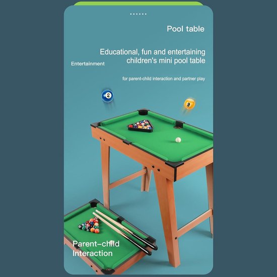 Biljarttafel - Speeltafel - Familie entertainment - Verstelbare hoogte - 53 x 35 x 11 cm - Meerkleurig — afbeelding 5