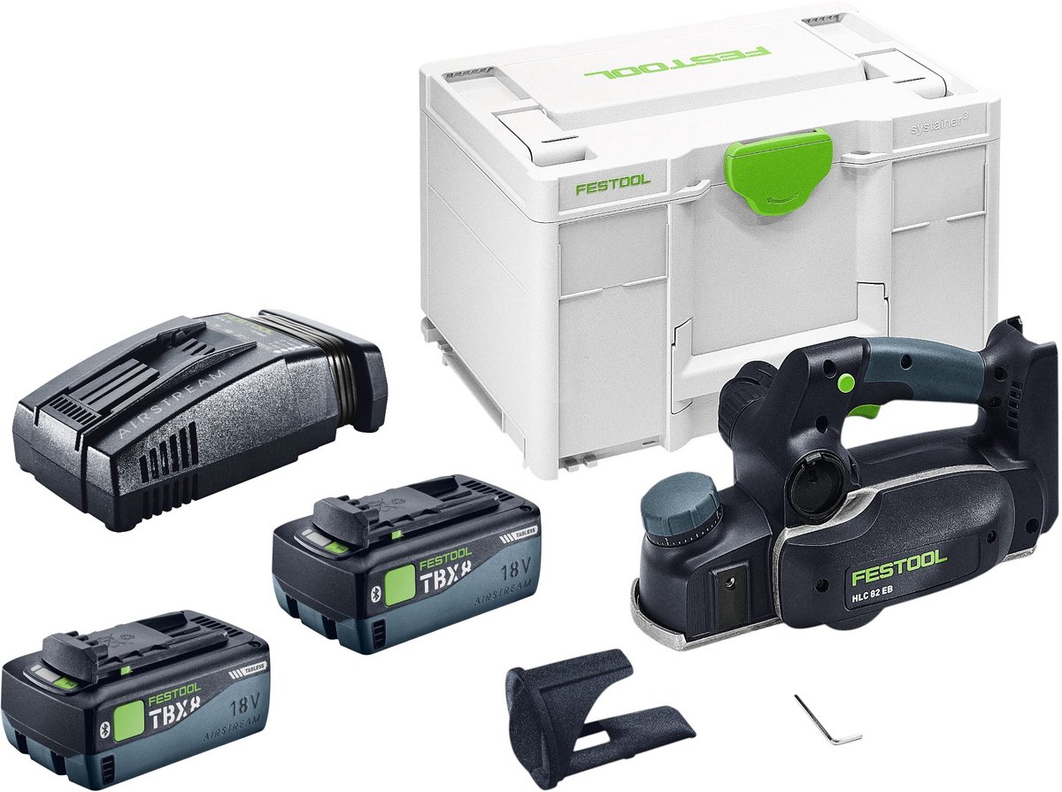 Festool HLC 82 EB-Basic accu-schaafmachine 18 V 82 mm borstelloos + 2x accu 8,0 Ah + snellader + Systainer