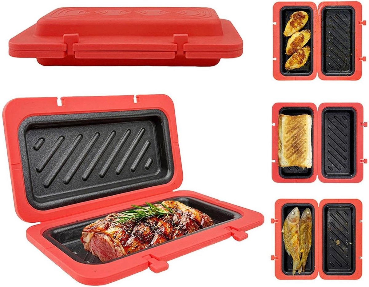 Ontbijtbroodjesmaker - Kaaspers Toaster - Snelle Maaltijden - Compact Ontwerp - 19 cm - Rood