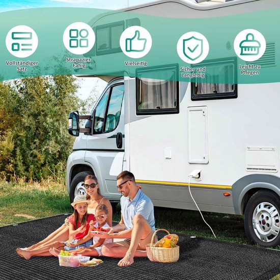 Voortent tapijt campingtapijt Voortenttapijt Zwart Tenttapijt campingdoek Tenttapijt - HDPE Tapijt - 250x600CM — afbeelding 4
