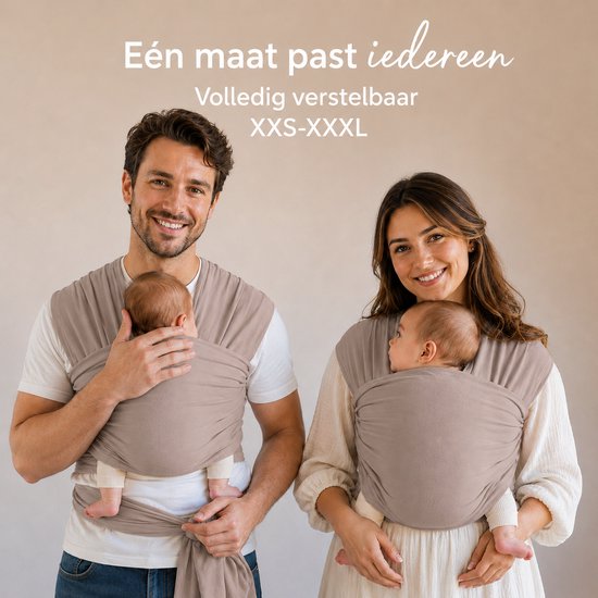 Baby Draagdoek Khaki - Ergonomische Babydrager voor Voor, Borstvoeding & Slapen - 0-36 Maanden - Baby Wrap - Baby carrier - Draagdoek baby - Verstelbaar & Ademend — afbeelding 2