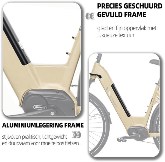 Elektrische Stadsfiets TTGO C7 SE - 28 INCH Banden - 250W Bafang Middenmotor - 36V18Ah Accu - Bereik tot 140km - Shimano 9 Versnellingen - Beige — afbeelding 5