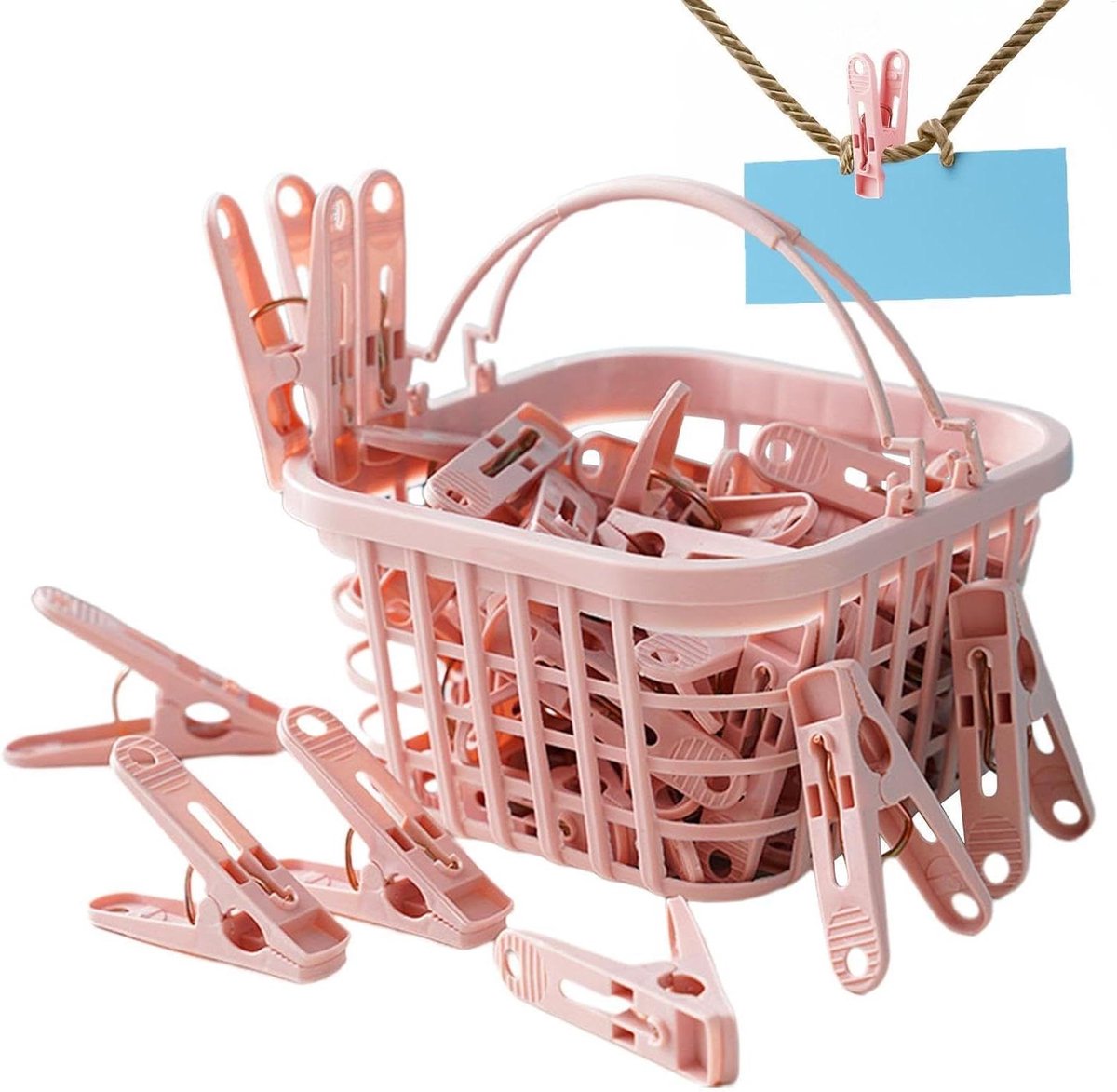 Waslijnclips - Kleine knijpers - Kleding drogen - Winddicht ontwerp - 30 stuks - Roze
