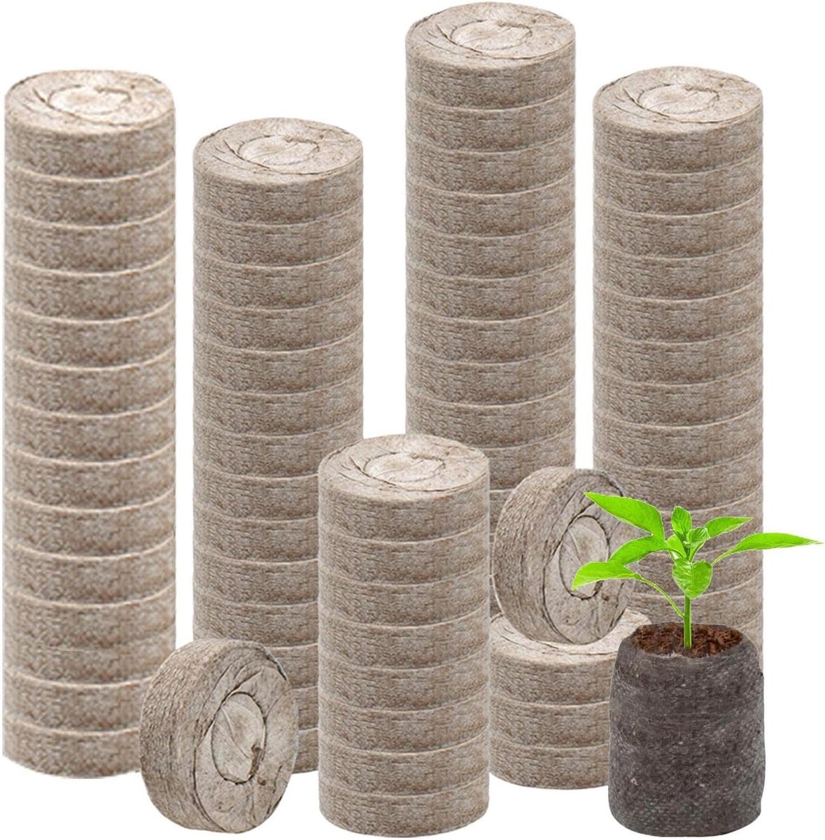 Potgrond voor planten - Biologische voeding - Planten verzorgen - Snel uitzettend vermogen - 100 stuks - Bruin