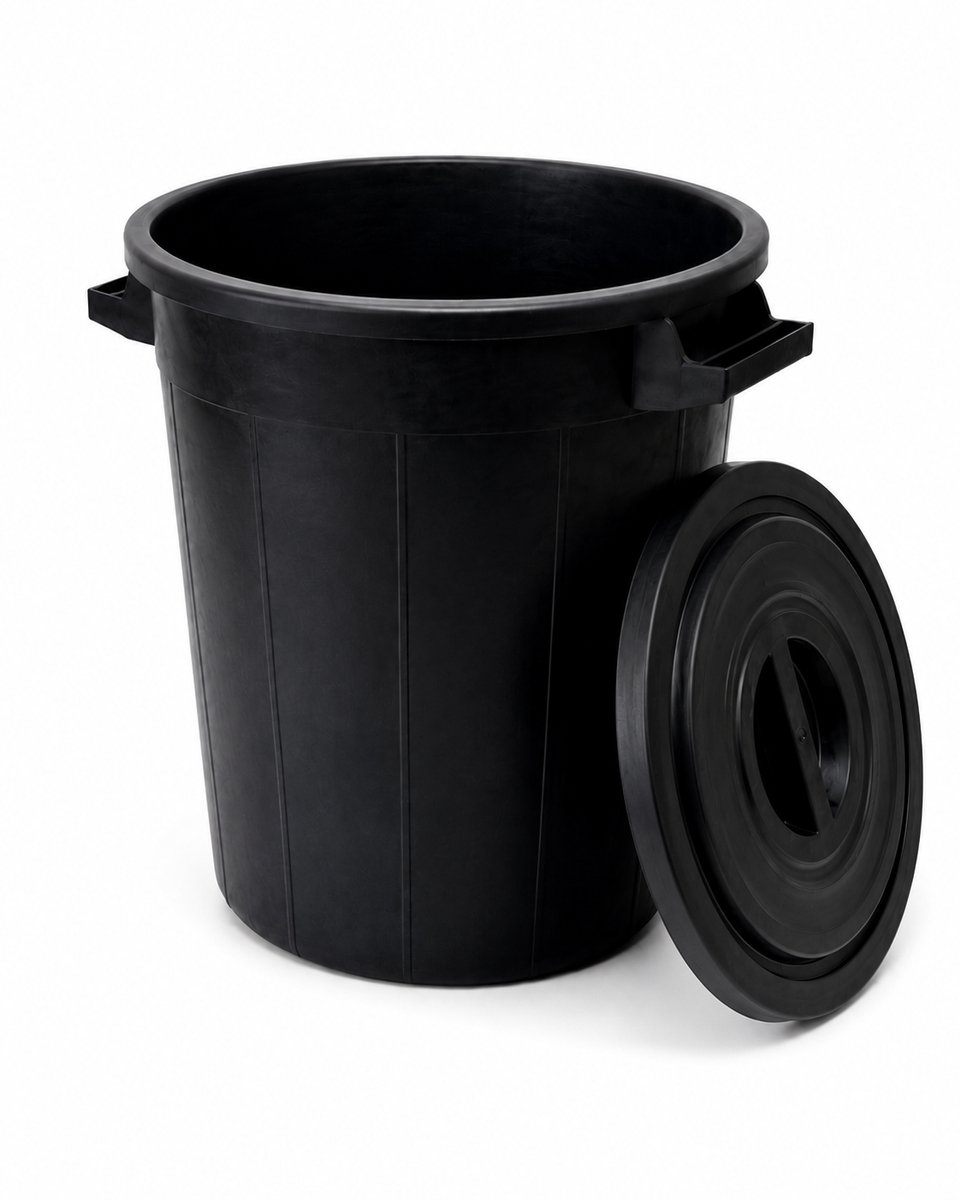 Buitenprullenbak - 35 liter - Afvalbak buiten - Afvalton met deksel - Vuilnisbak - Afvalemmer - Zwart