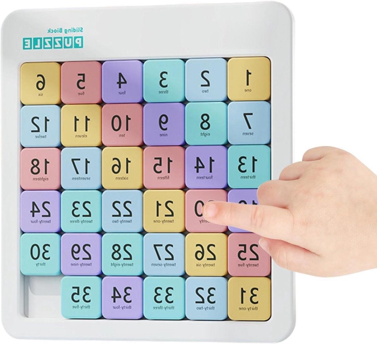 Schuifpuzzelspel - Cijferpuzzelbord - Cognitieve Vaardigheden - Magnetisch - 25.9 x 21 cm - Veelkleurig