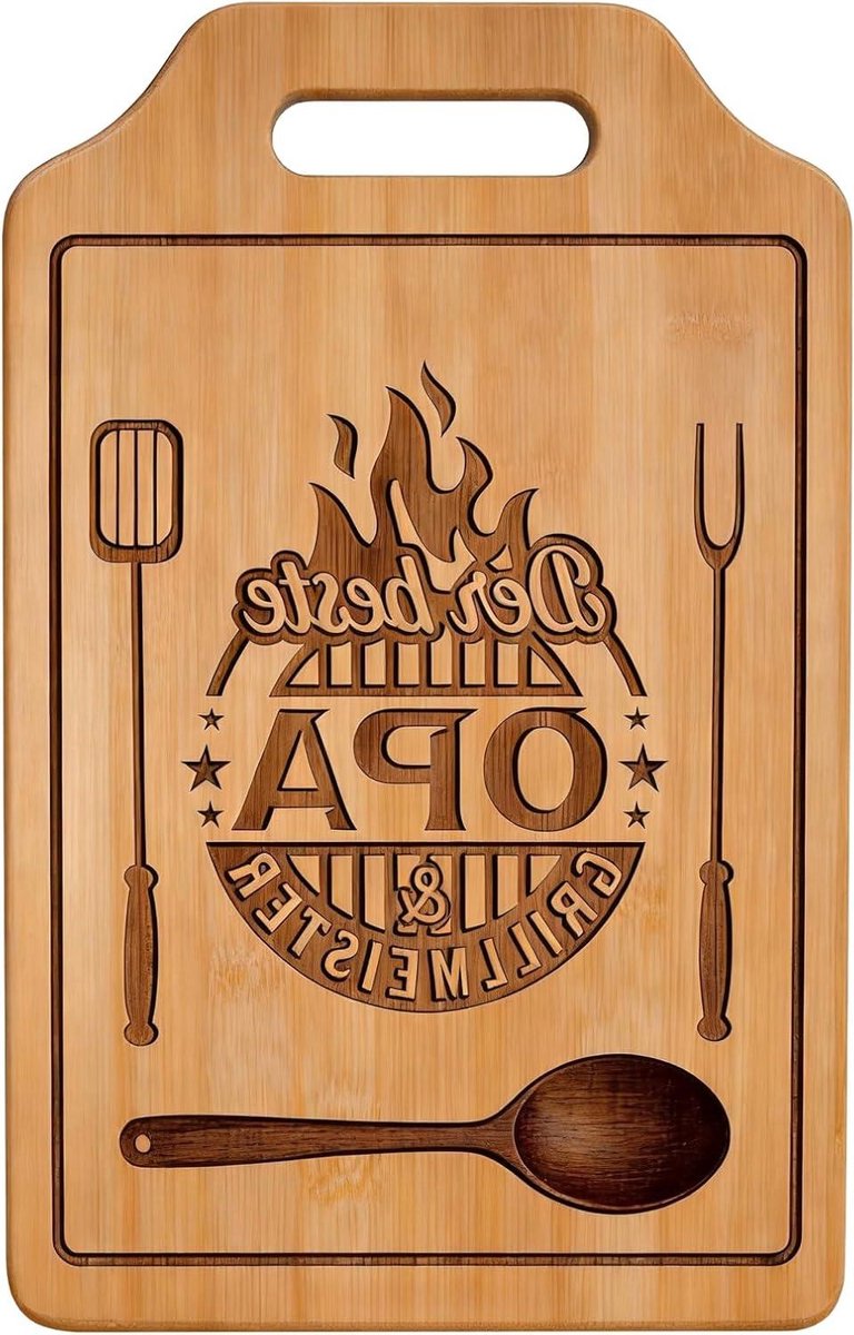Bamboe snijplank - Keukenplank gegraveerd - Cadeau geven - Met tekst opa - 32x22 cm - Houtkleur