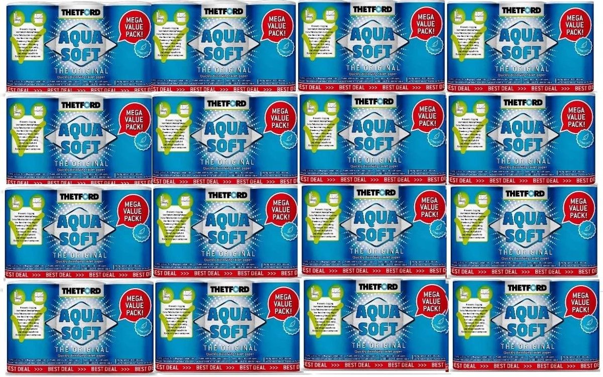Zacht Toiletpapier - Oplosbaar Papier - Mobiel Toilet - Voorkomt Verstoppingen - 16 x 6 Rollen