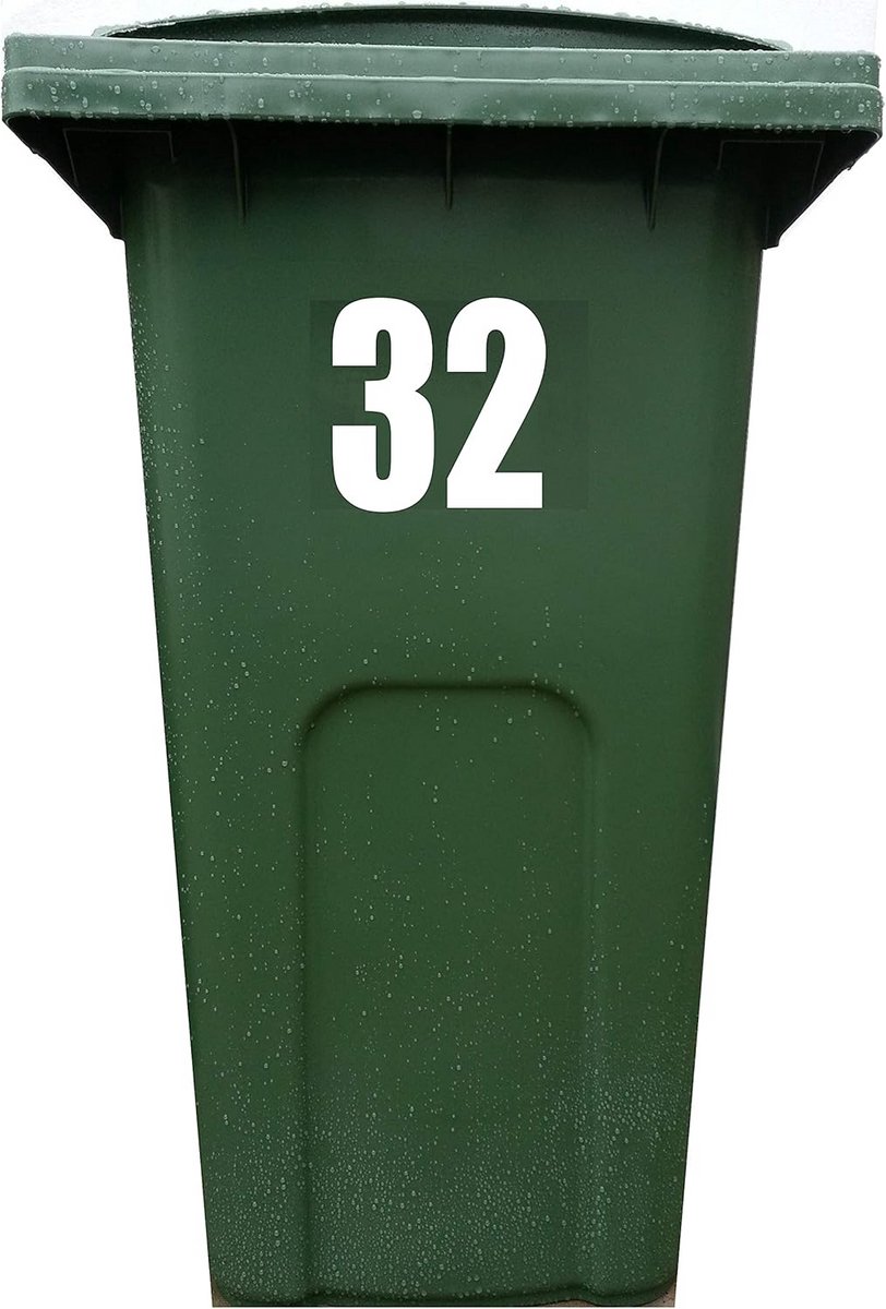 Grote Zelfklevende Nummerstickers voor Afvalcontainers 1-99 - Waterdicht Vinyl