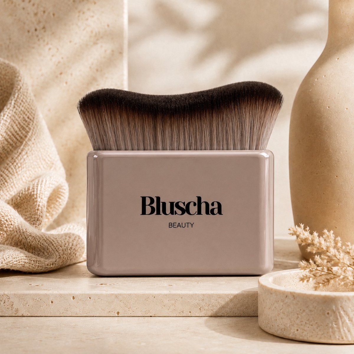 Bluscha® - Luxe Tanning Brush - Taupe - Body - Face - Zelfbruiner Kwast - Foundation Applicatie - Gezicht Lichaam - Vegan - Borstel - Applicator - Blending - Self Tanning - Bronzing - Mousse - Creme - Zelf Bruiner - Self Tan - Egaal Bruinen - Sprayta