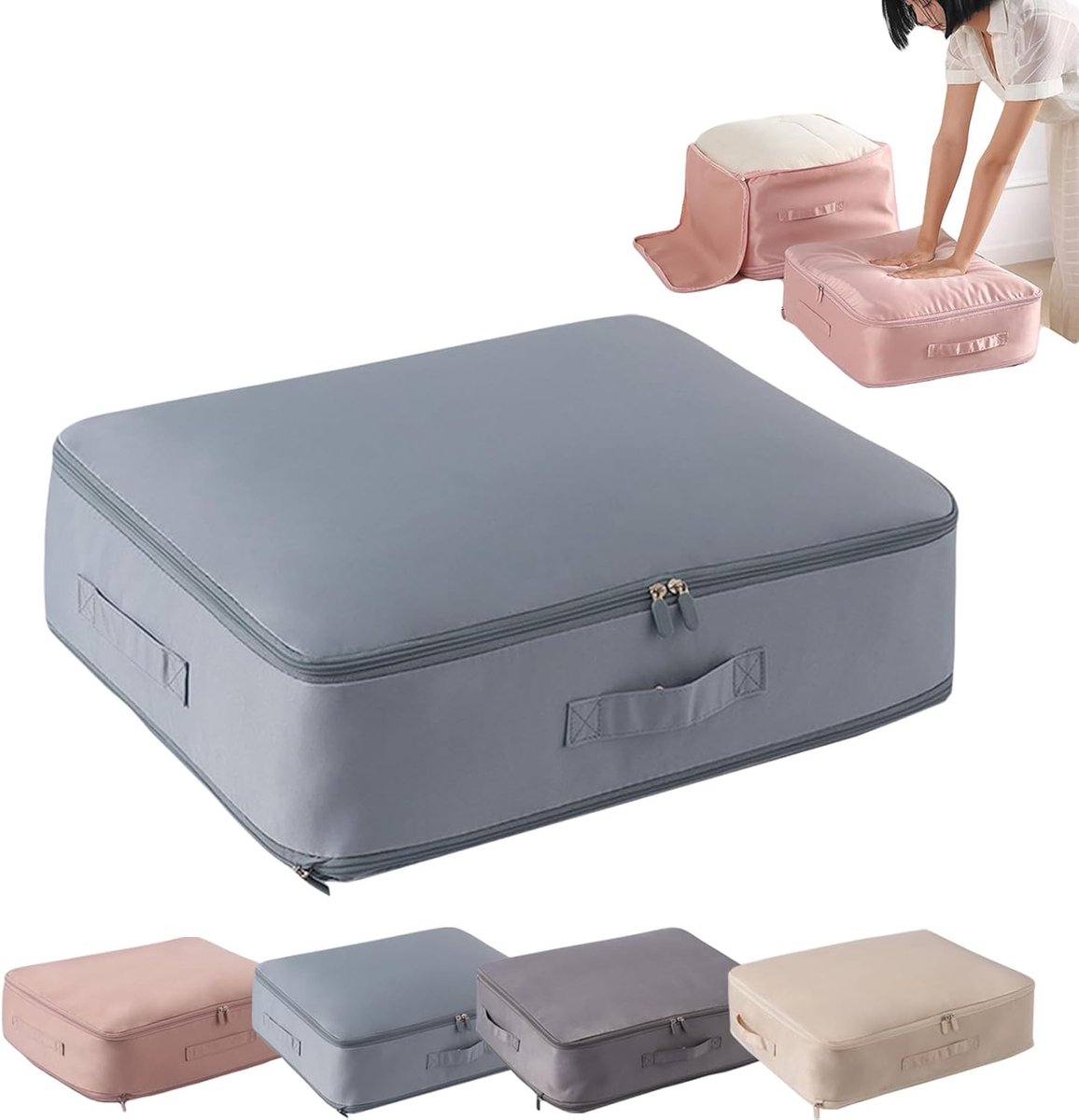Opbergzak Dekbed - Kleding Organizer - Ruimte Besparen - Zelf Samendrukbaar - 52x42x30cm - Blauw