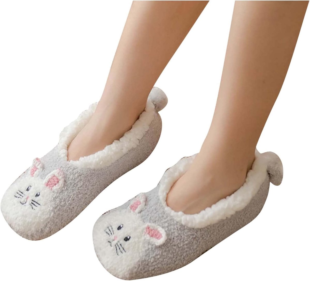 Huissokken Dames - Warme Sokken - Voor Binnen - Met Antislip - Zwart