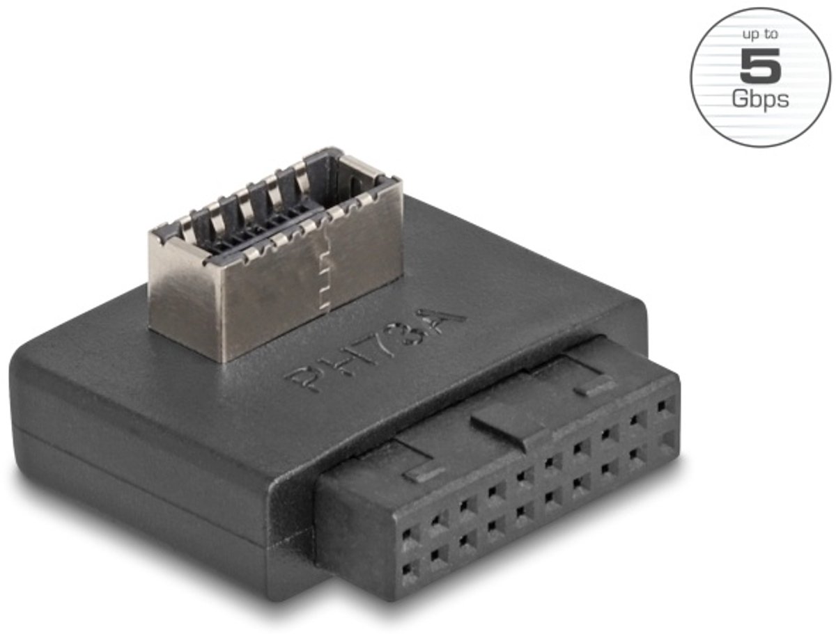 Delock USB 5 Gbps Adapter Pin Header female to internal Type-E Key A female angled with housing