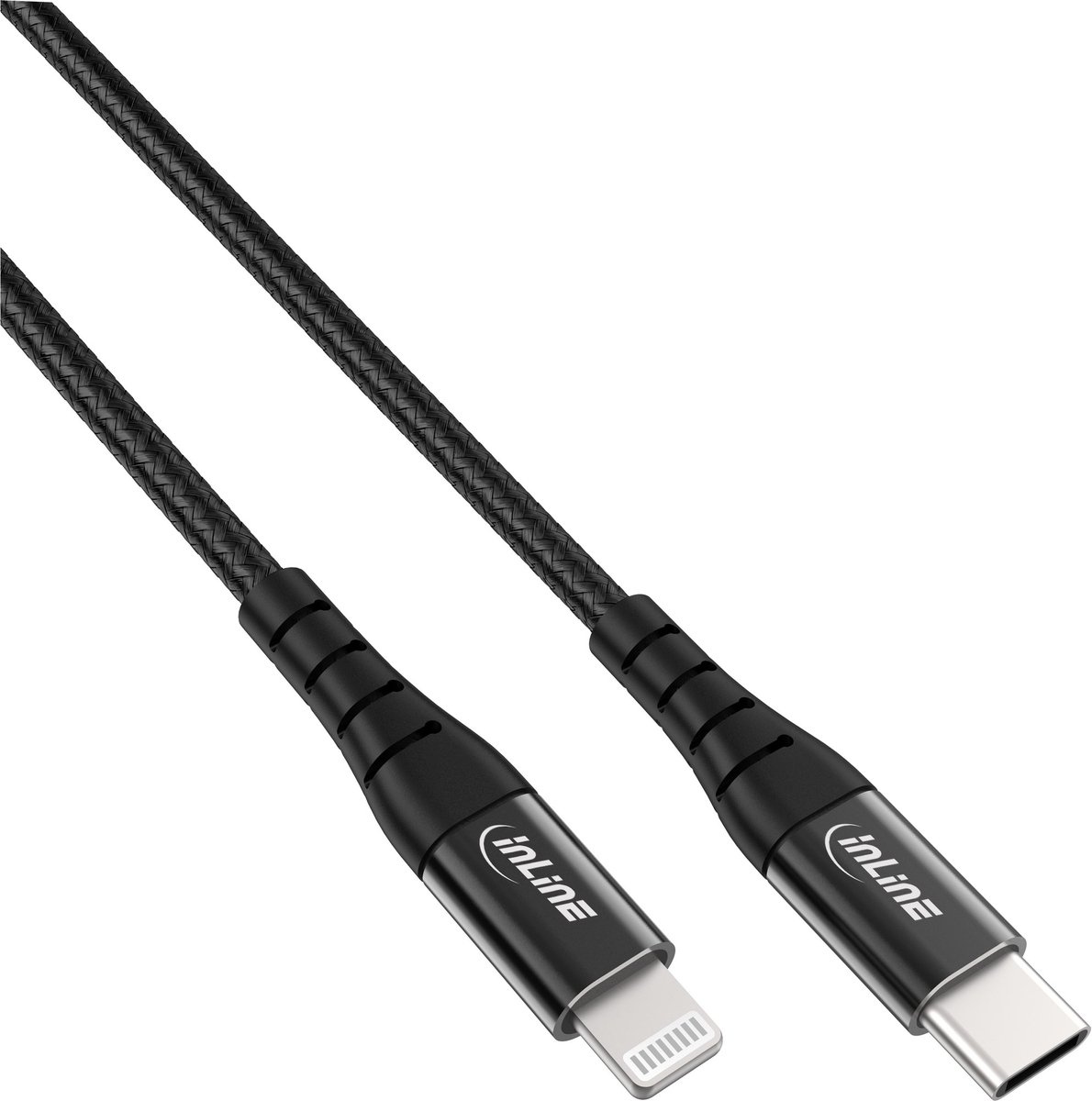 InLine® USB-C Lightning-kabel, voor iPad, iPhone, iPod, zwart/aluminium, 1m MFi