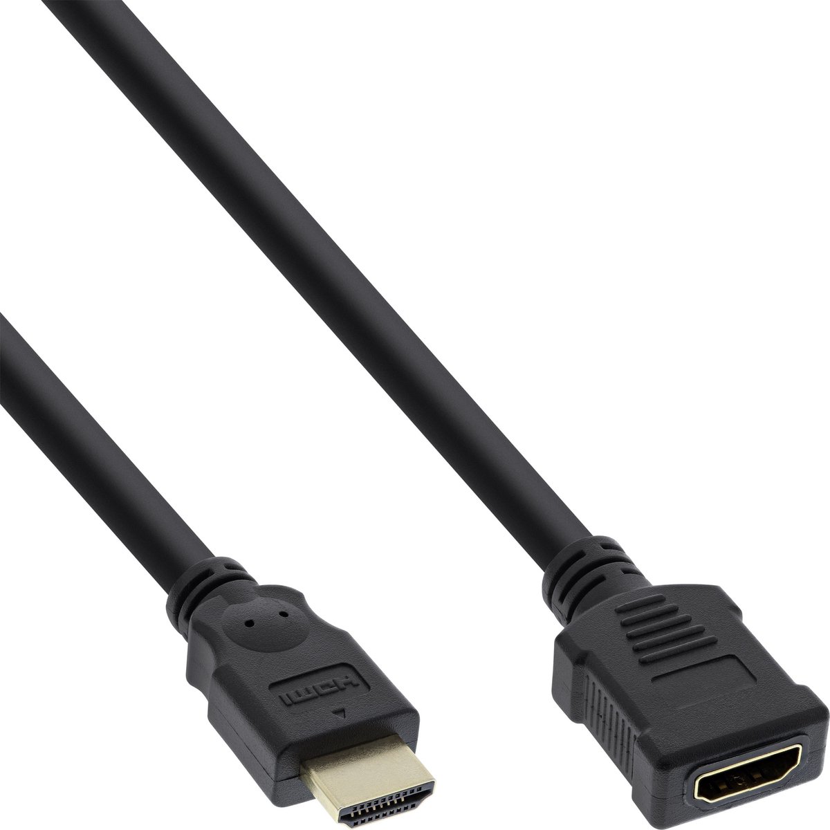 InLine® HDMI kabel, HDMI High Speed, male/female, zwart,vergulde contacten, 7,5m