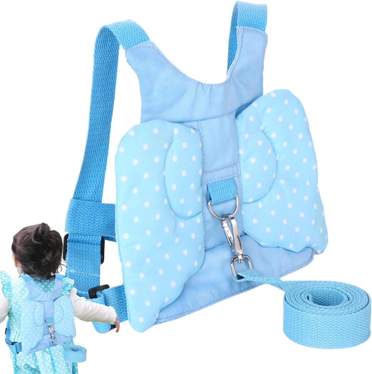 Veiligheidstuigje Peuter - Looptuig Kinderen - Veilig Lopen - Zachte Lichte Lijn - 150 cm Touw - Blauw
