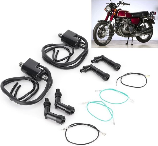 Aluminiumlegering ontstekingsspoel en bougie set met bougiehoes geschikt voor CB350F, CB400F, CB500 en CB550 — afbeelding 3