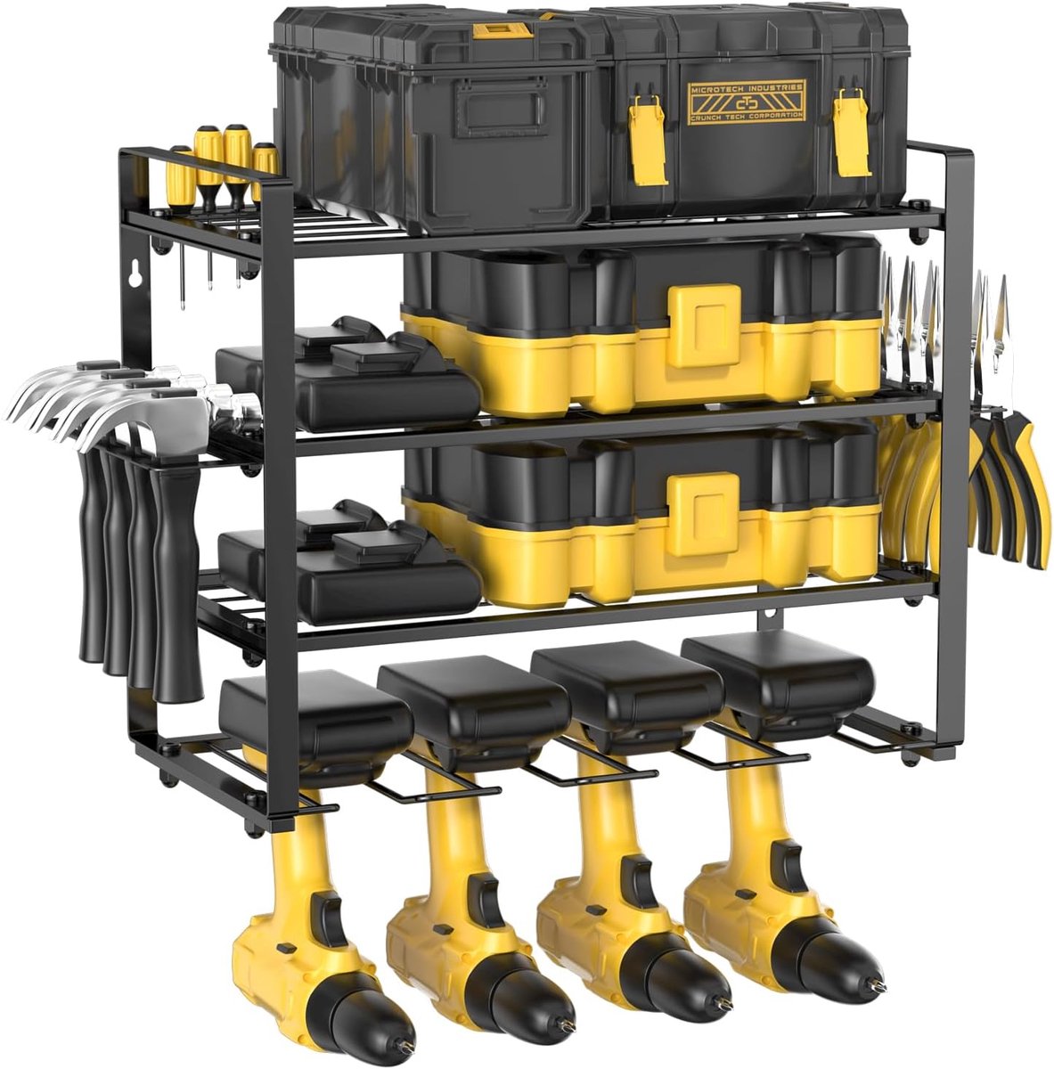 Gereedschapsrek Wandmontage – Boormachine Houder & Power Tool Organizer – Opbergrek voor Accugereedschap – Garage Werkplaats Opbergsysteem
