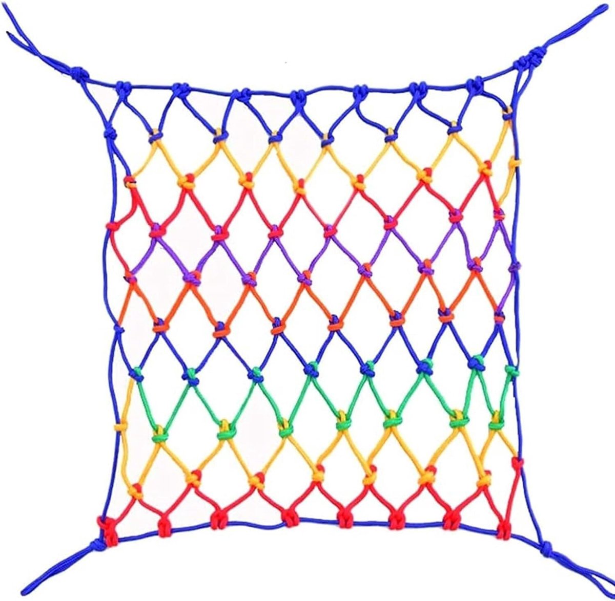Klimnet - Touwnet Valbeveiliging - Buiten Spelen - Sterk Nylon Materiaal - 1x2 Meter - Veelkleurig