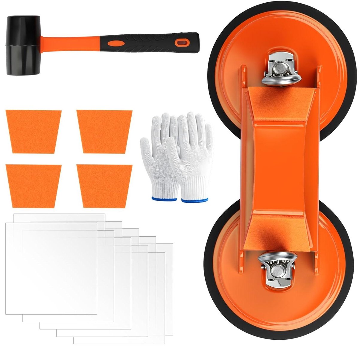 Zuigheffer Glaszuiger - Vacuümlifter Tegel Lifter - Glas Platen Vervoeren - Duurzaam Robuuste Constructie - 1750 gram - Oranje