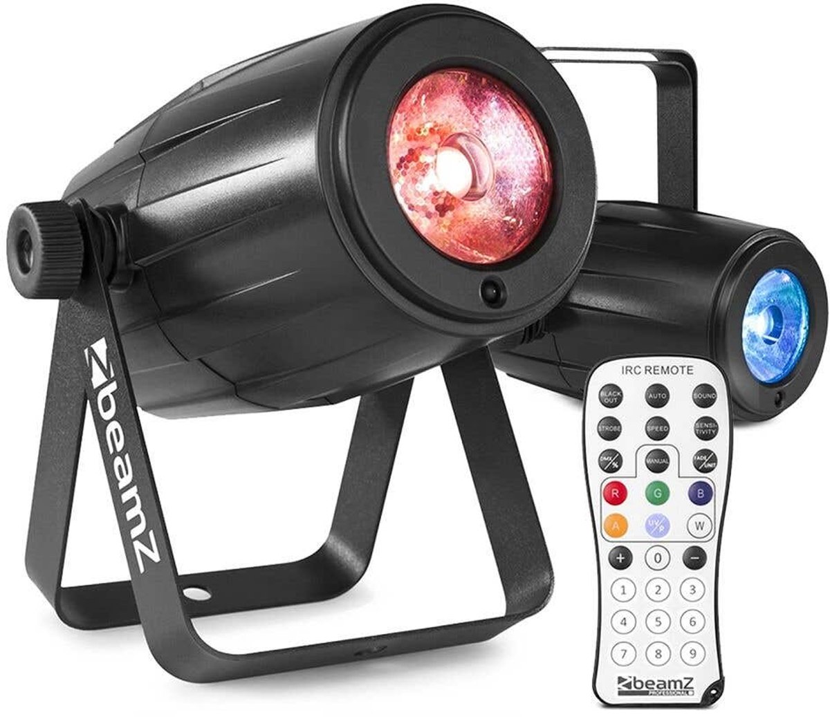 BeamZ set van 2 PS12W LED Pin spots - 12W met afstandsbediening - RGBW
