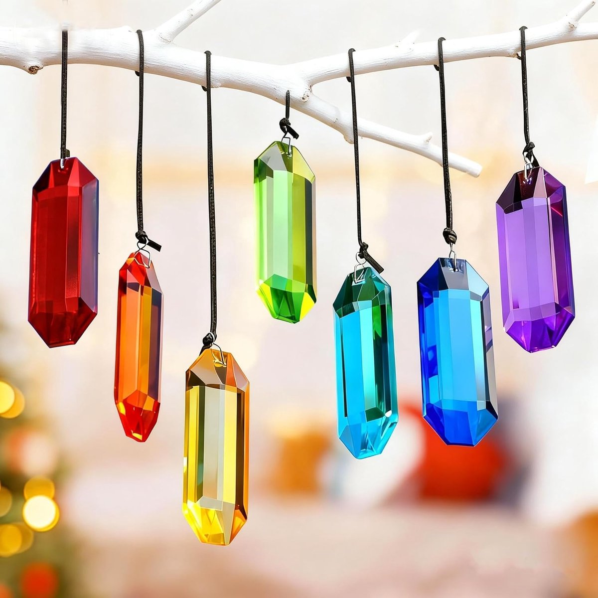 Kristal Zonnevanger - Hangend Ornament - Raam Decoratie - 7 Chakra Weergave - 76 cm - Regenboog
