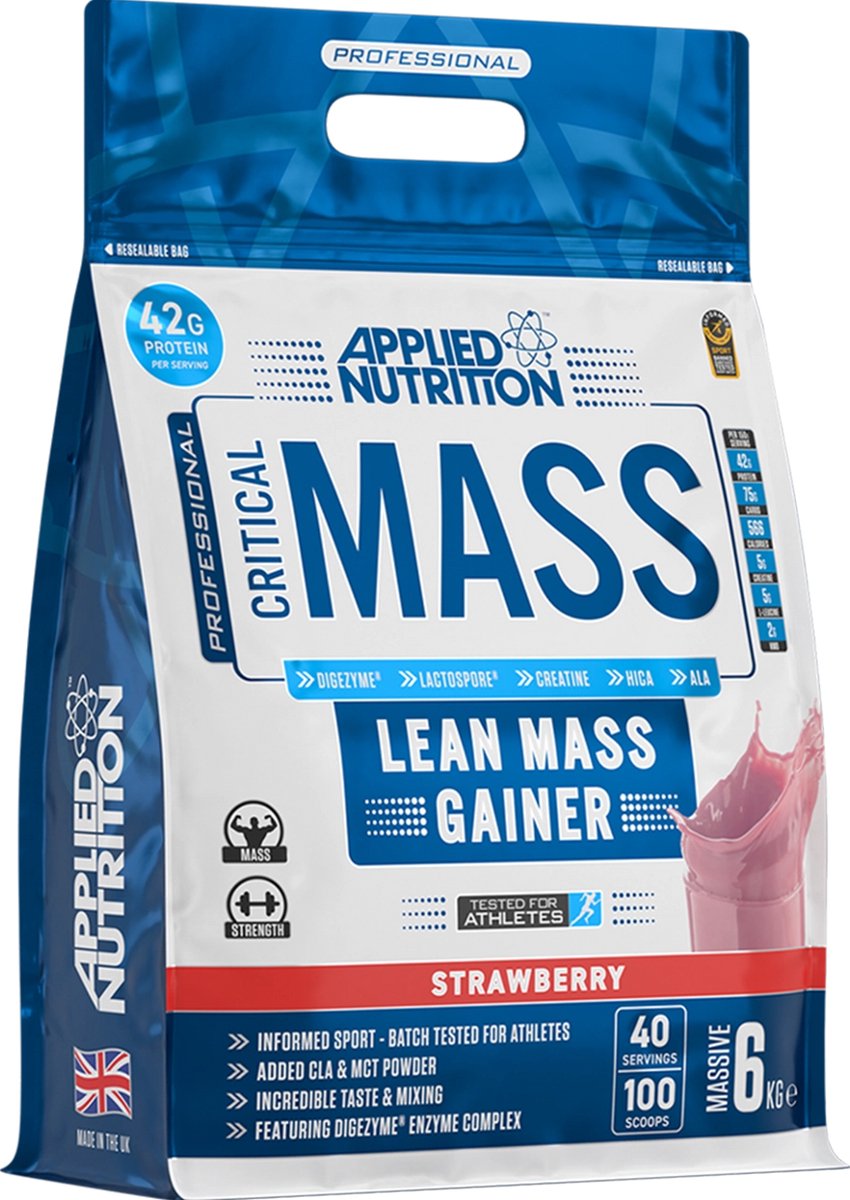 Mass Gainer - CRITICAL MASS 6000g Applied Nutrition - - Aardbei
