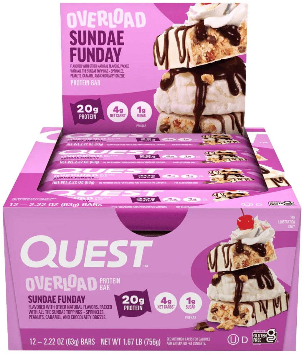 Quest Nutrition Overload Bars (12x58g) Sundae Funday - Repen - Eiwit Repen
